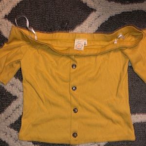 Yellow off the shoulder crop top